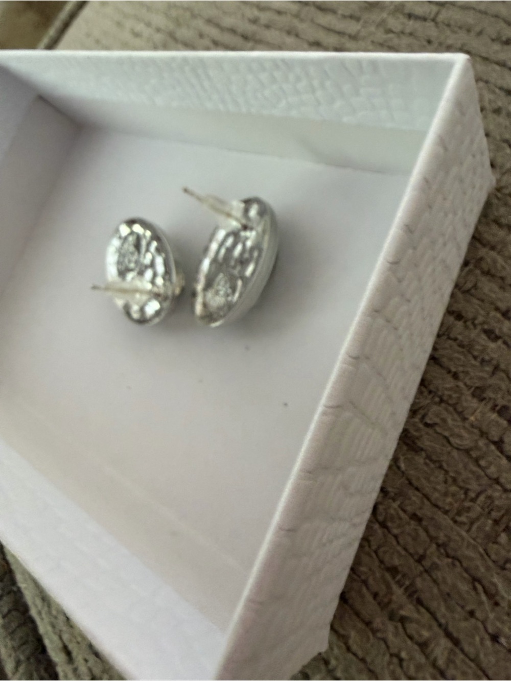 Silver Tone Oval Stud Earrings - Women's Jewelry